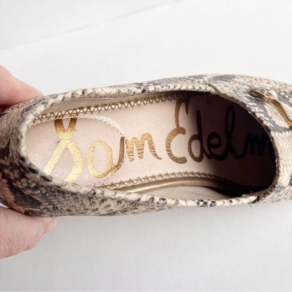 Sam Edelman Loraine Bit Loafer 6.5 neutral reptile snakeskin leather flats shoes - Picture 8 of 13